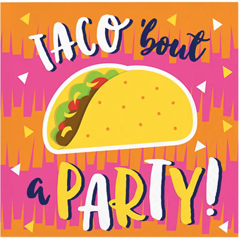 Taco Bout A Party Fiesta Fun Beverage Napkins 16pk