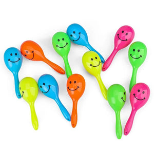 Mini smiley face maracas pack of 12 party favours