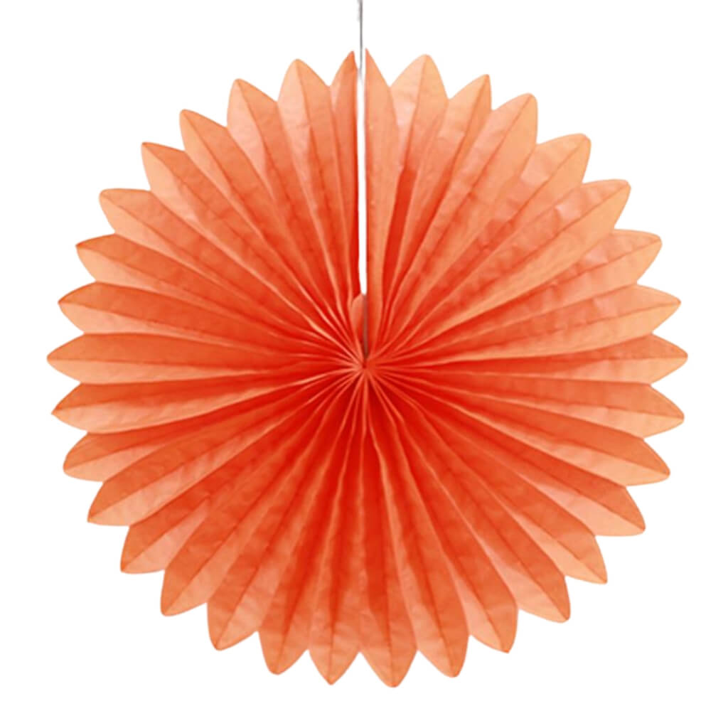 Fire Orange Tissue Paper Fan - 6 Sizes