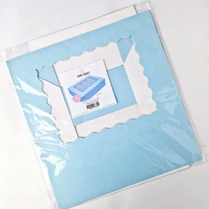 Flat-packed blue cupcake box with capacity for twelve cupcakes