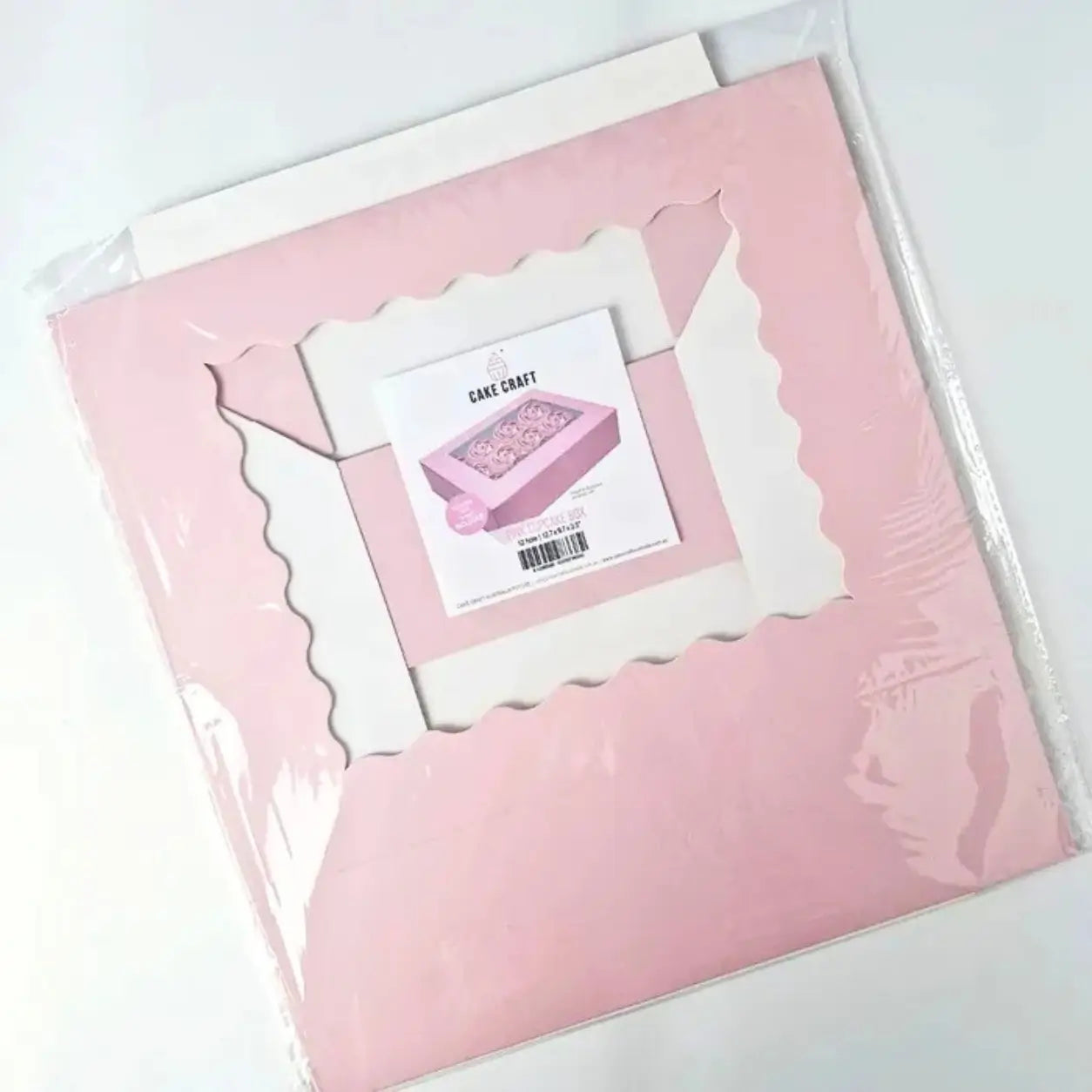 Cake Craft pink 12 cupcake box with clear window and insert
