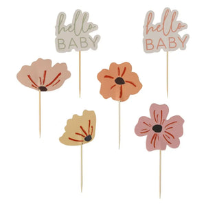 Floral Baby Shower Cupcake Toppers 12pk