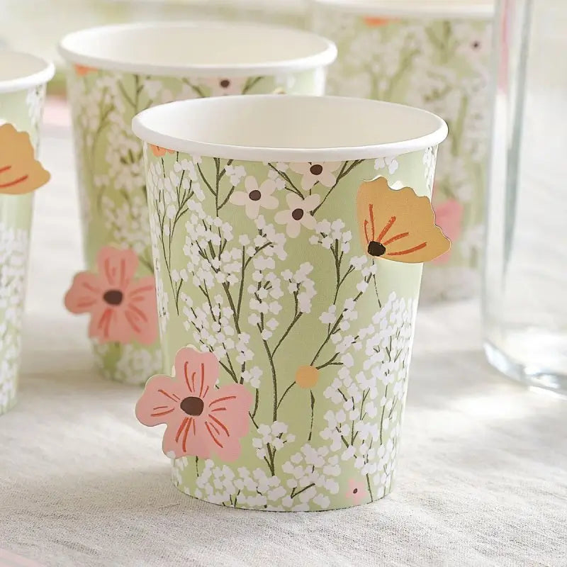 Floral Baby Shower Paper Cups 8pk