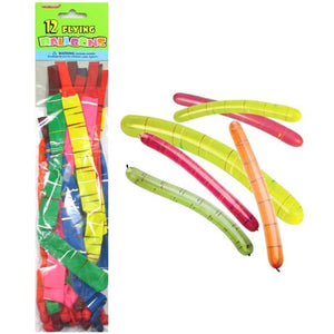 Pack of 12 Assorted Coloured Flying Rocket Latex Balloons.