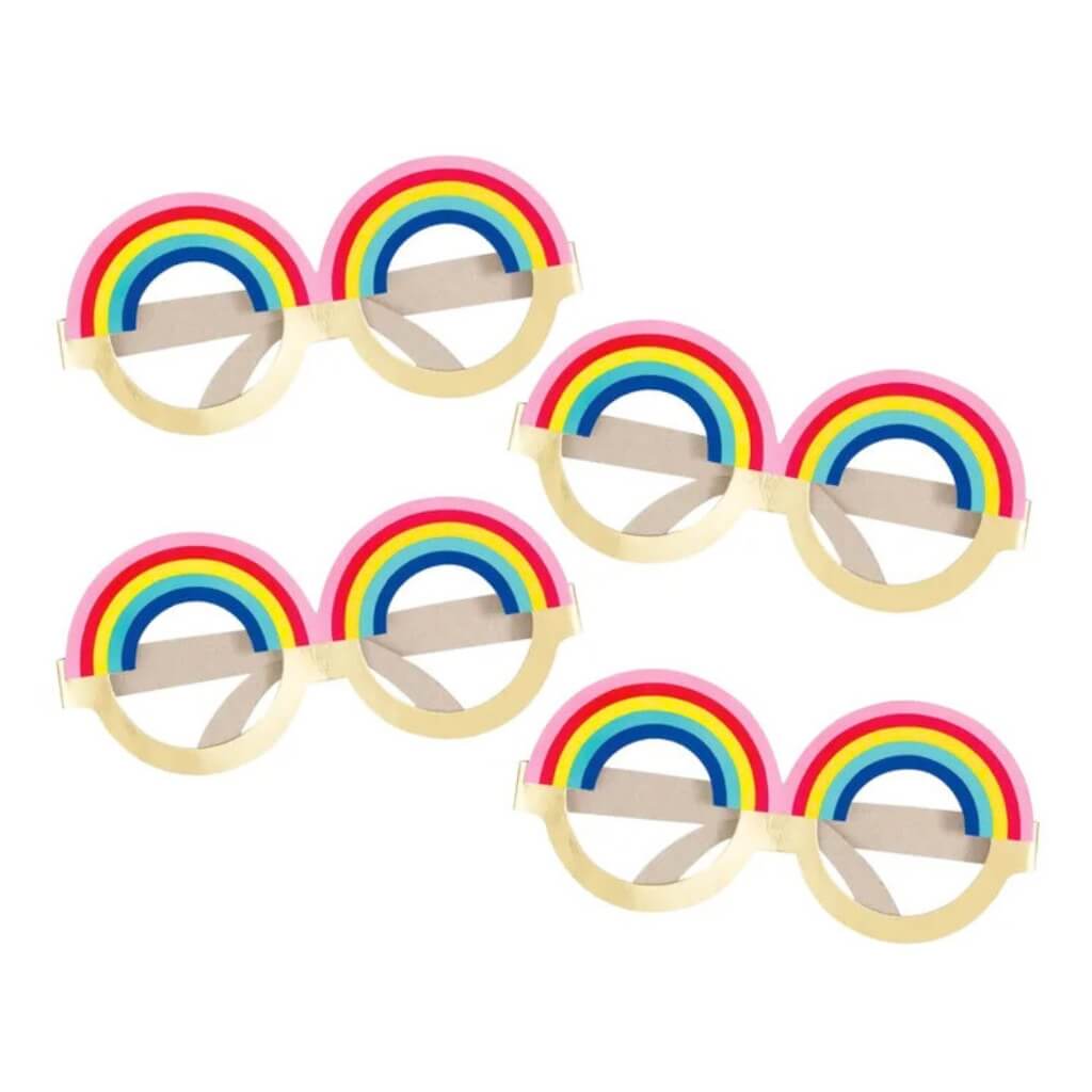 Rainbow Foil Paper Party Glasses 4pk