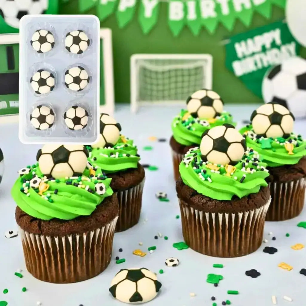 Soccer ball edible sugar cupcake toppers