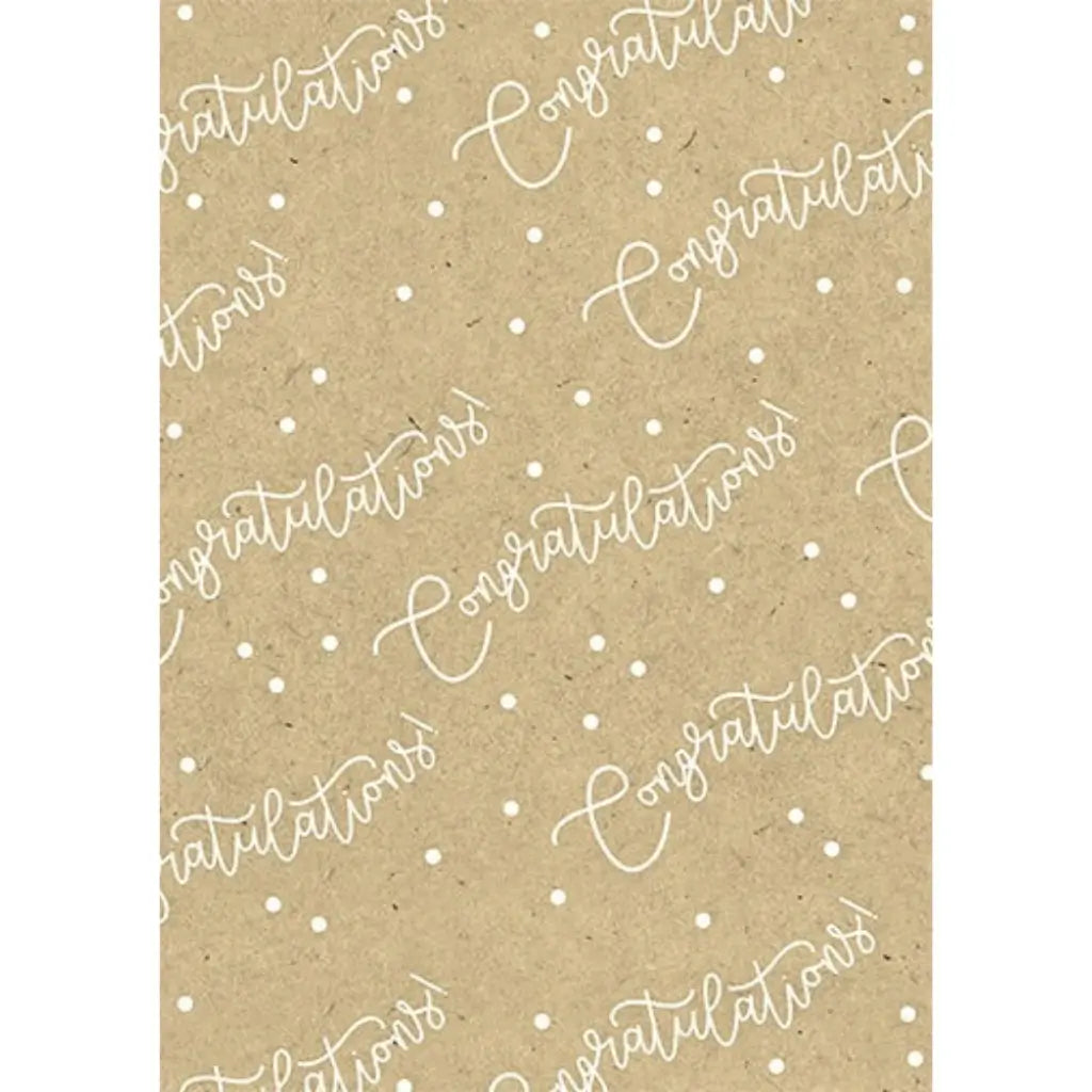 Formal Congratulations kraft gift wrapping paper with white script and dots