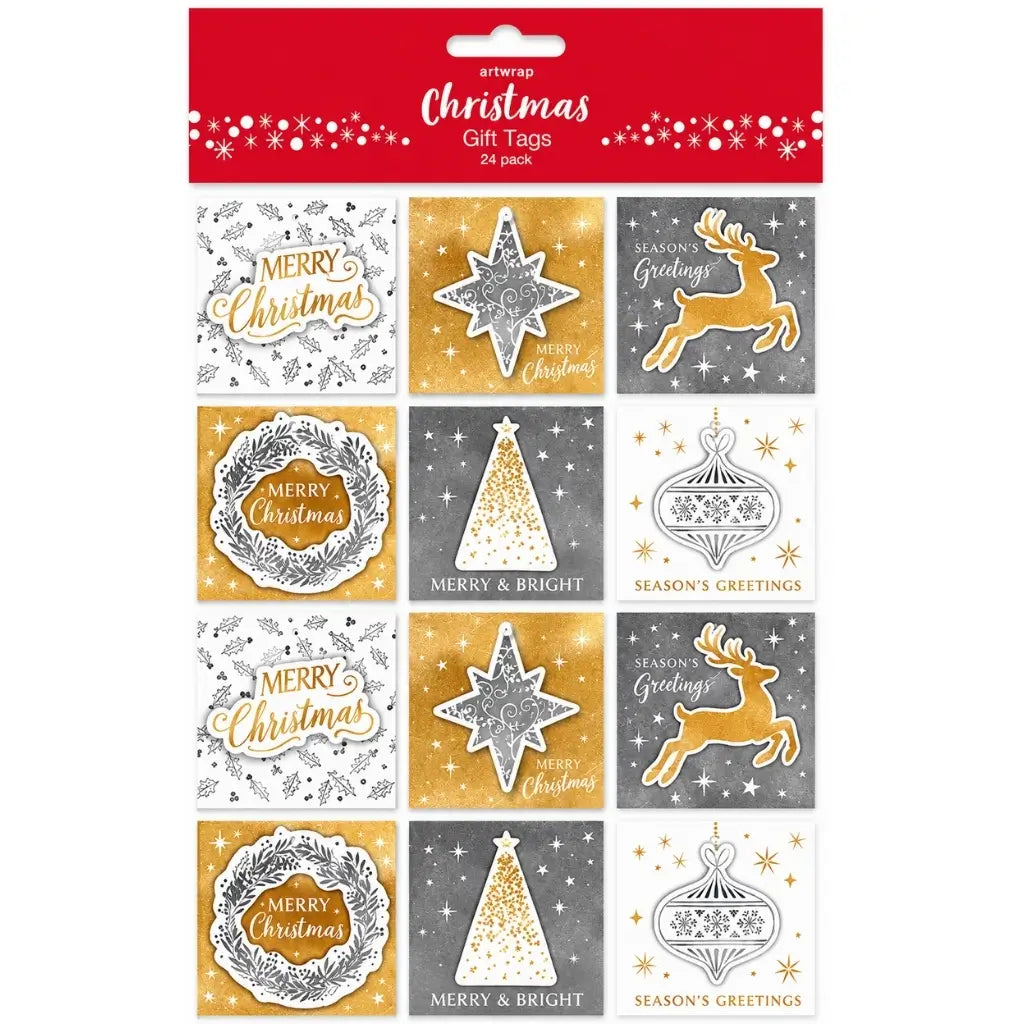 Formal Gold, Silver & White Christmas Gift Tags 24pk