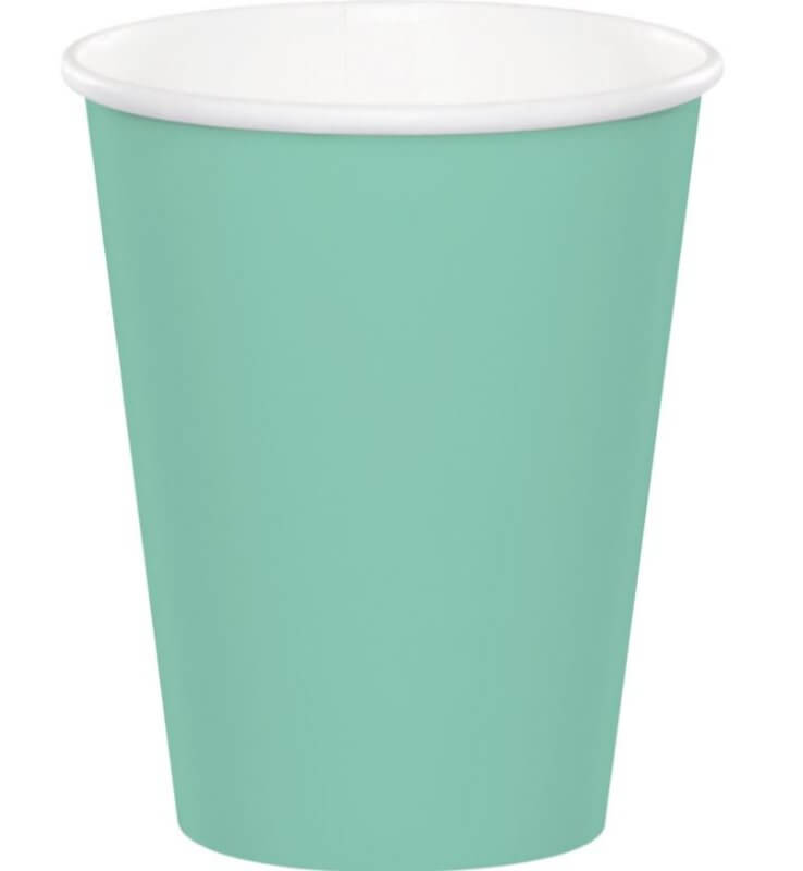 24pk Fresh Mint Green Paper Cups 266ml | Online Party Supplies
