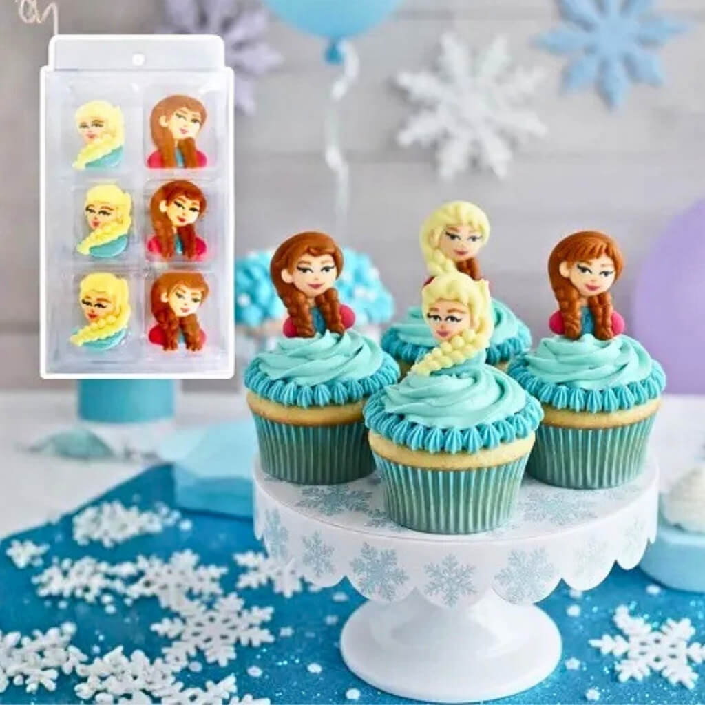 Frozen Elsa & Anna Sugar Decorations 6pk