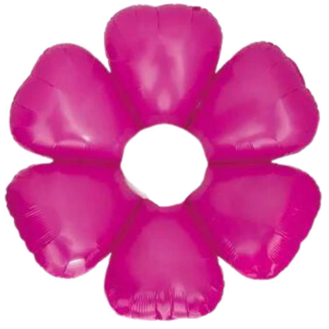 Fuchsia White Centre Daisy Flower Foil Balloon
