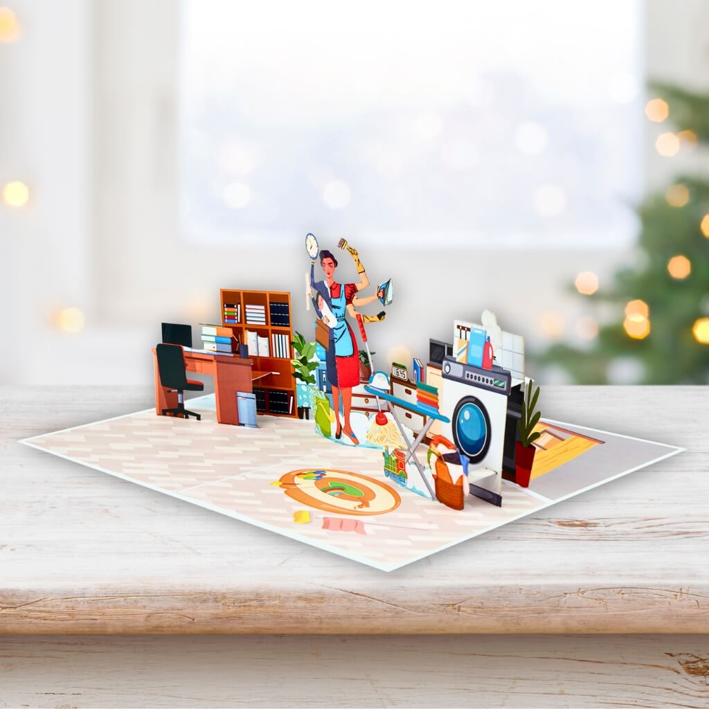 Handcrafted Fun Super Mum In Action Mother's Day 3D Origami Pop Up Greeting Card