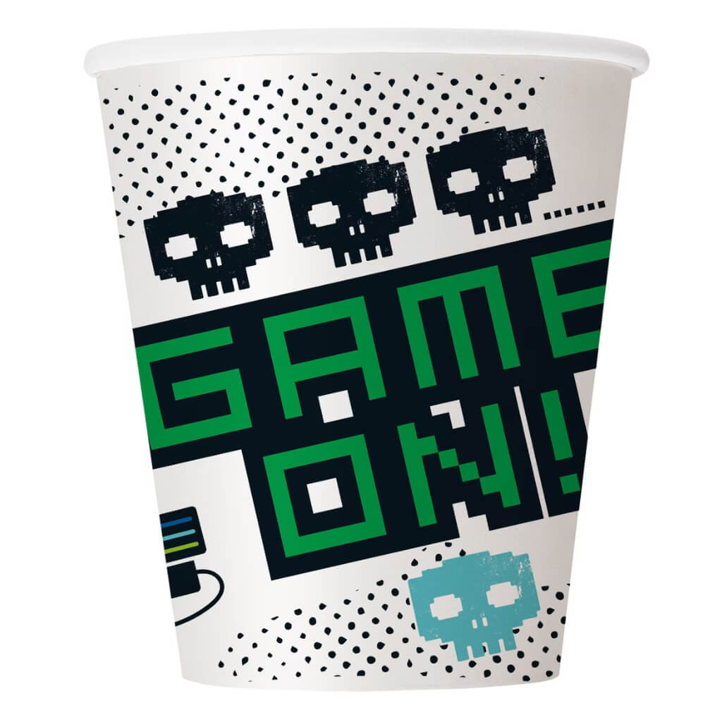 Gamer Birthday Game On Paper Cups 270ml 8pk