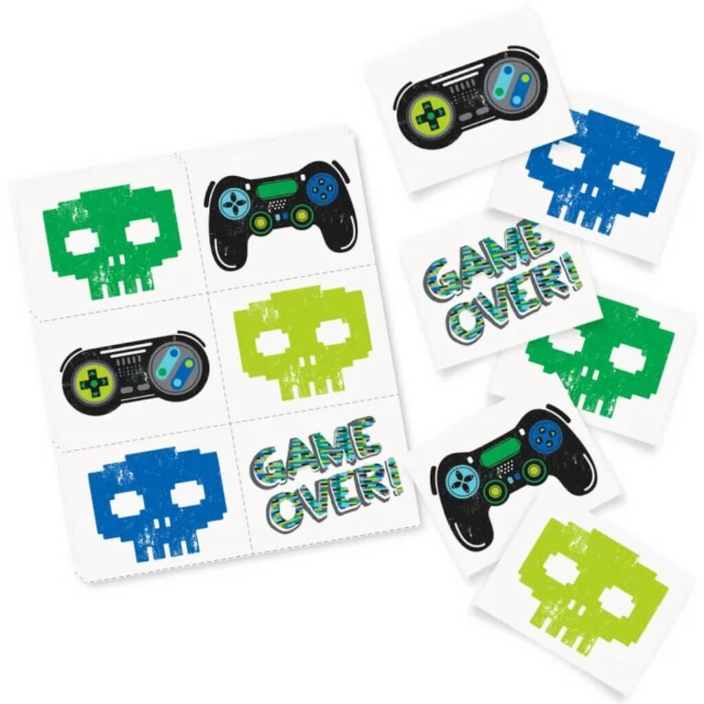 Gamer Birthday Temporary Tattoos 24pk