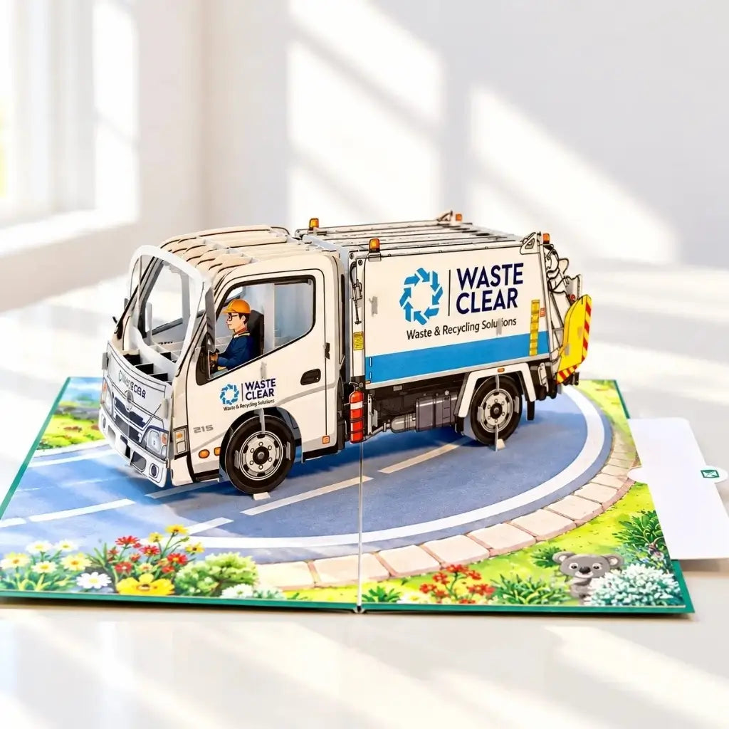 Australian garbage collection truck 3D pop-up greeting card