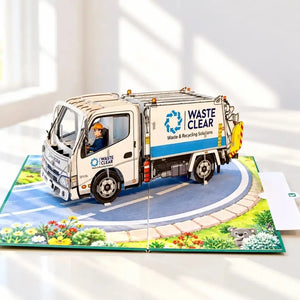 Australian garbage collection truck 3D pop-up greeting card