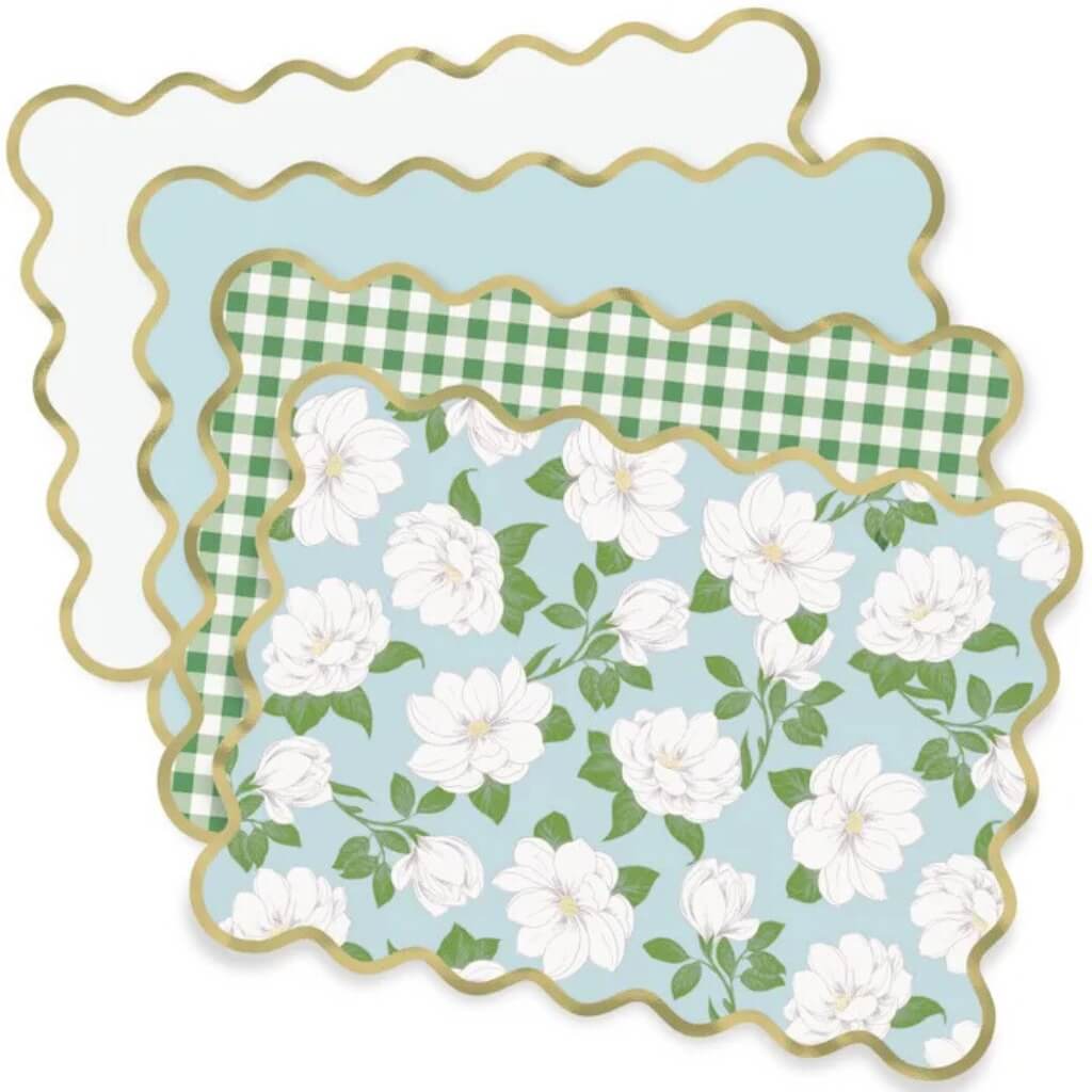 Flower Scalloped Edge Paper Placemats 8pk