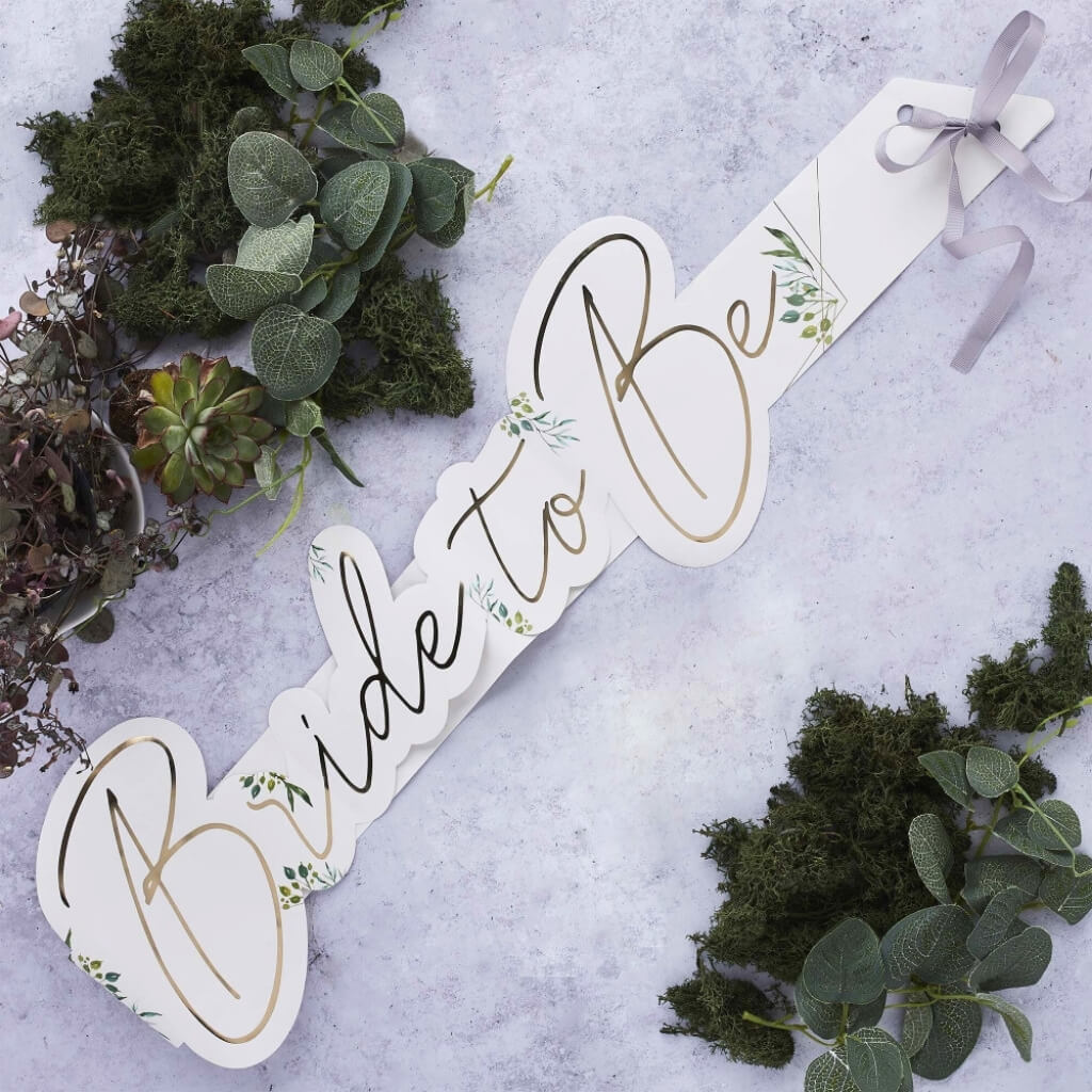 Geometric Greenery Bride To Be Paper Sash