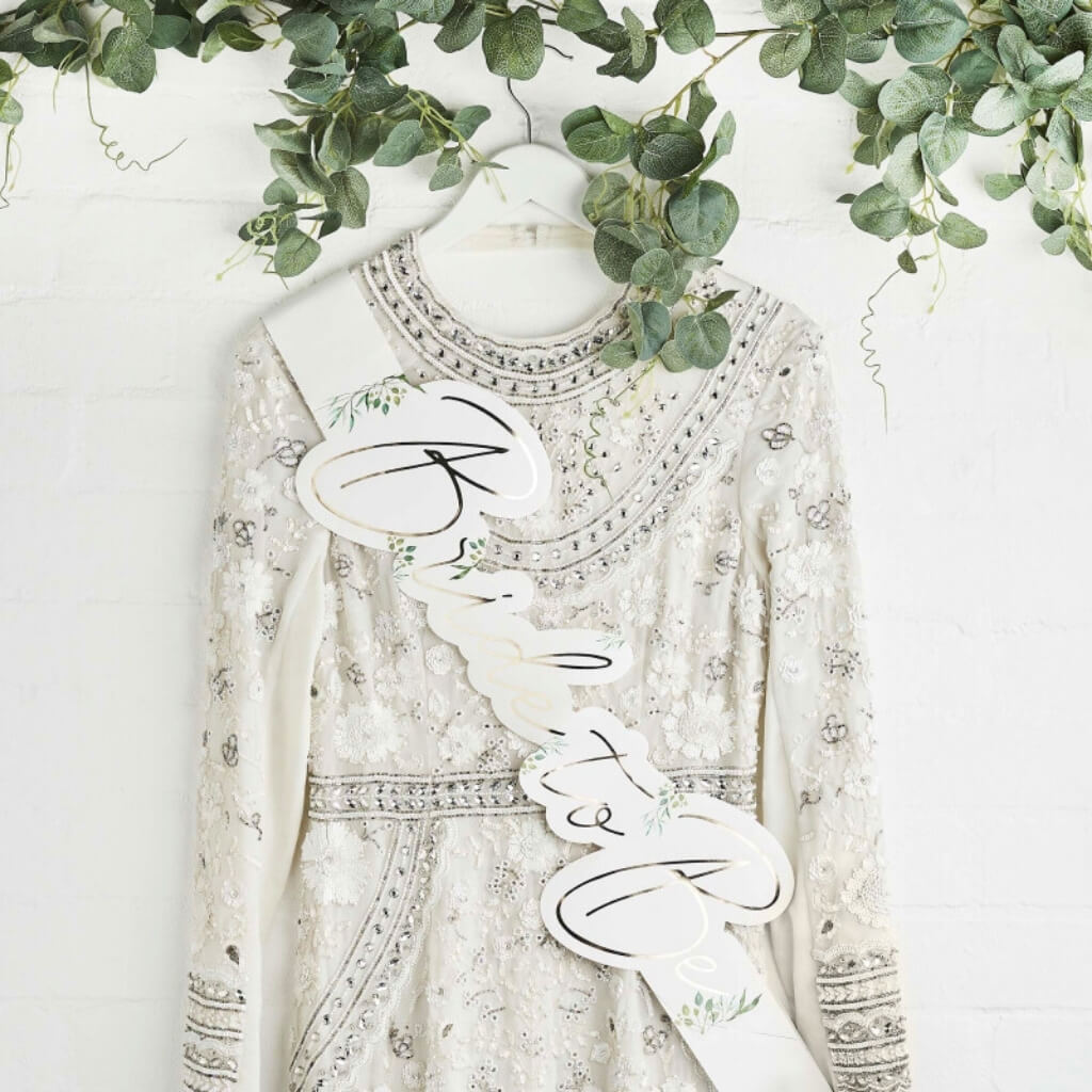 Geometric Greenery Bride To Be Paper Sash