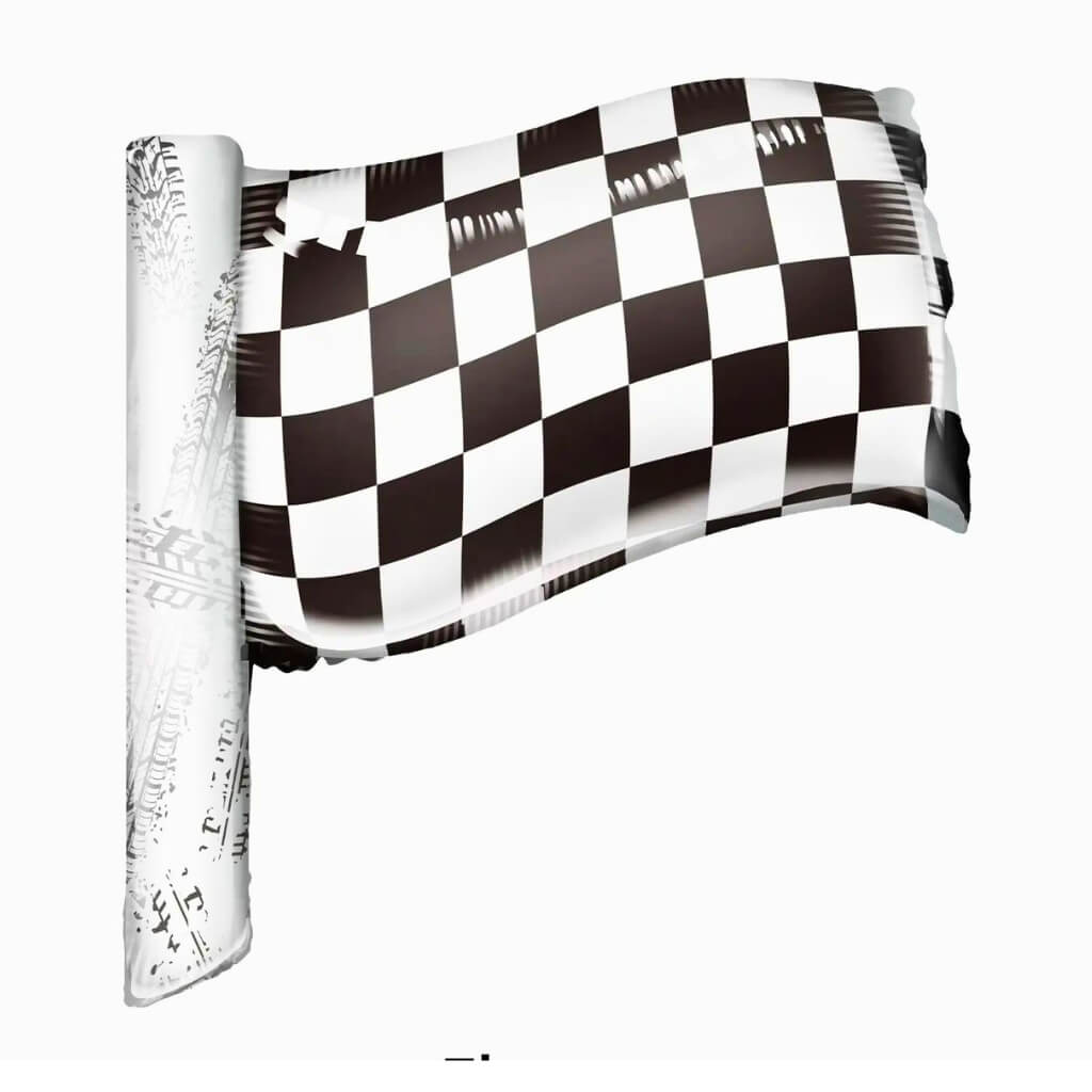 Giant Black & White Checked Waving Flag Foil Balloon