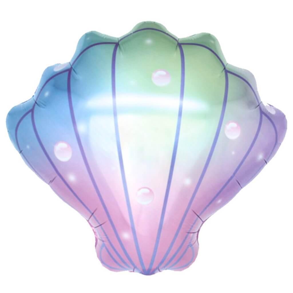 Gradient Pastel Blue & Purple Seashell Foil Balloon – 51x54cm | Mermaid &amp; Ocean Party Decor