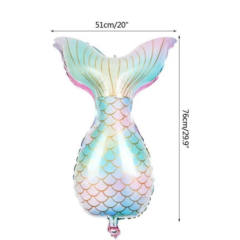 Giant Gradient Pastel Mermail Tail Foil Balloon