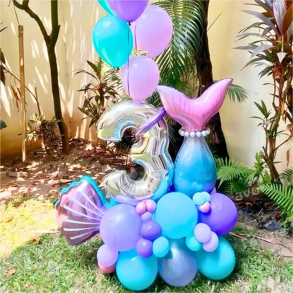 Giant Pink Blue Mermaid Tail Foil Balloon Under The Sea Party