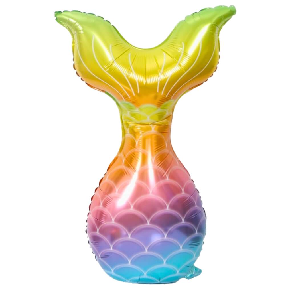Set of colourful mermaid tail-shaped balloons on a white background
