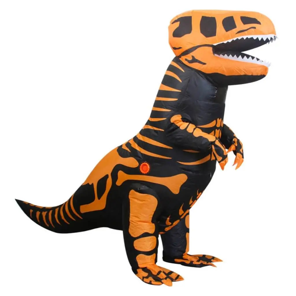 Orange & Black T-Rex Skeleton Inflatable Adult Costume