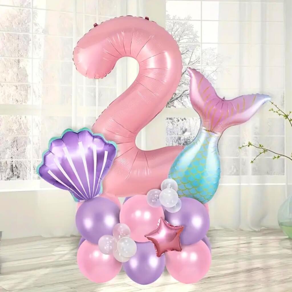 Giant Mermaid Party Foil Balloon Bundle 24pk number 2 2nd birthday
