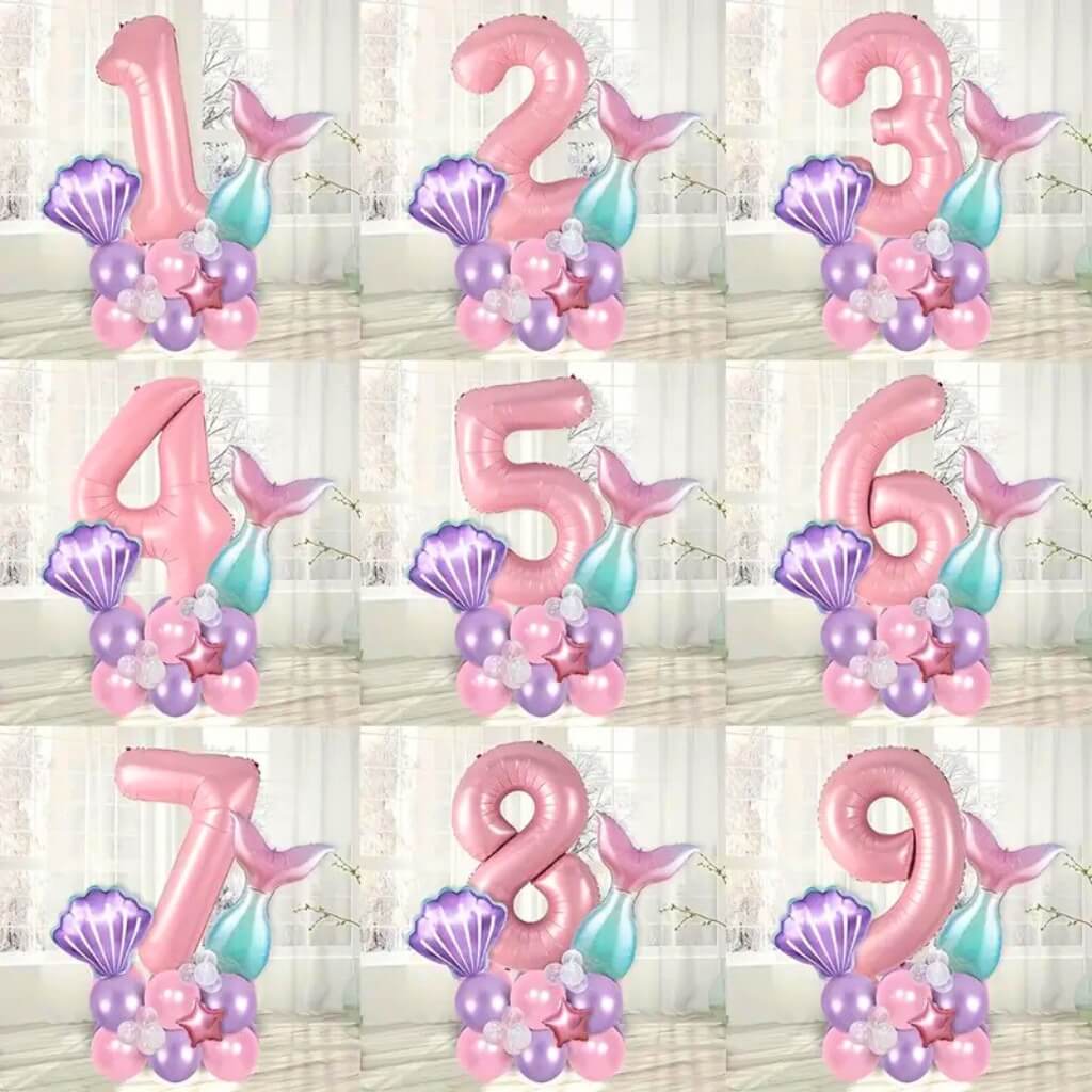 Giant Mermaid Party Foil Balloon Bundle 24pk all ages
