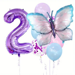 Giant Purple Fairy Butterfly Foil Balloon Bundle 9pk number 2