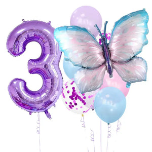 Giant Purple Fairy Butterfly Foil Balloon Bundle 9pk number 3