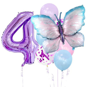 Giant Purple Fairy Butterfly Foil Balloon Bundle 9pk number 4