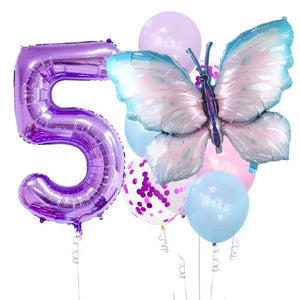 Giant Purple Fairy Butterfly Foil Balloon Bundle 9pk number 5