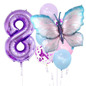 Giant Purple Fairy Butterfly Foil Balloon Bundle 9pk number 8