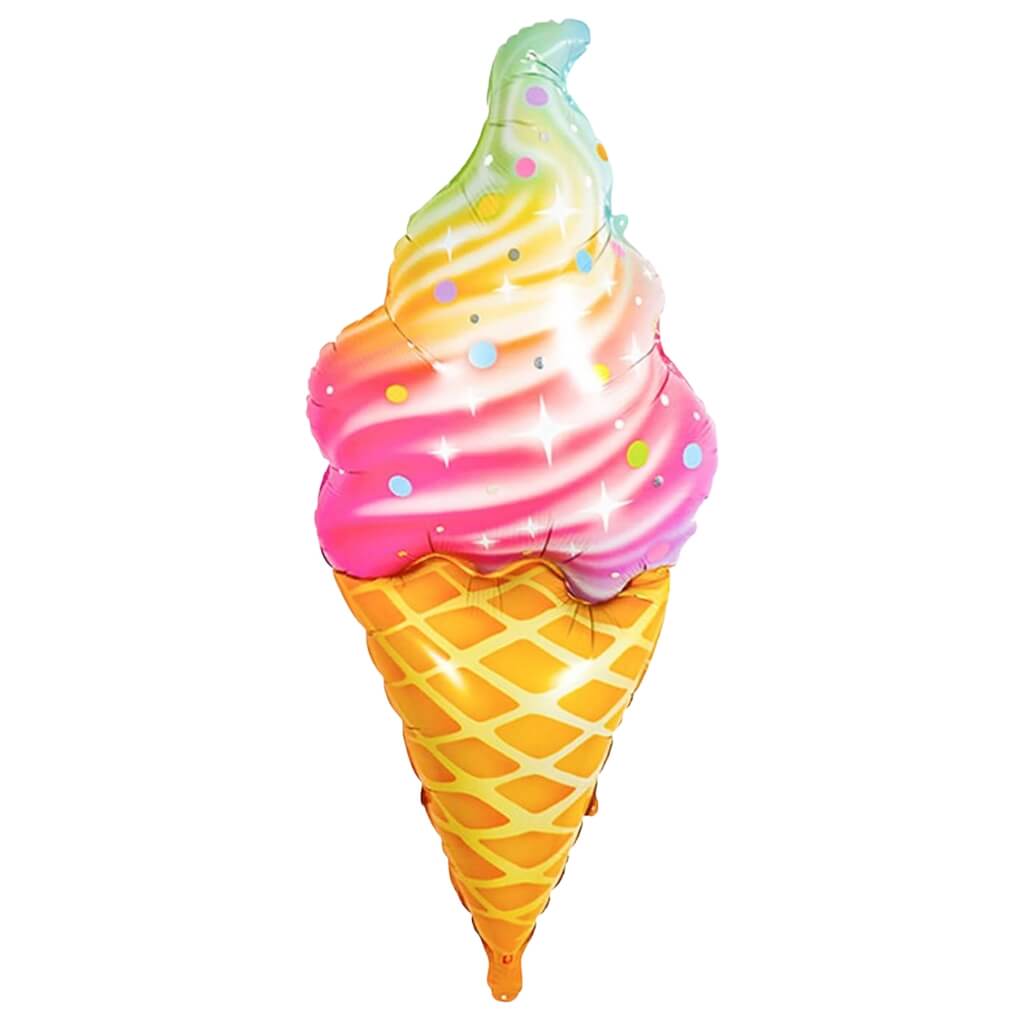 Giant Rainbow Swirl Ice Cream Foil Balloon | Ice Cream Party Decoration