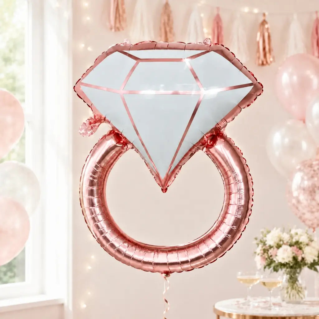 33-inch Giant Rose Gold Diamond Ring Foil Balloon