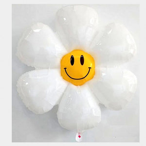 Giant Smiling Face White Daisy Shaped Foil Balloon