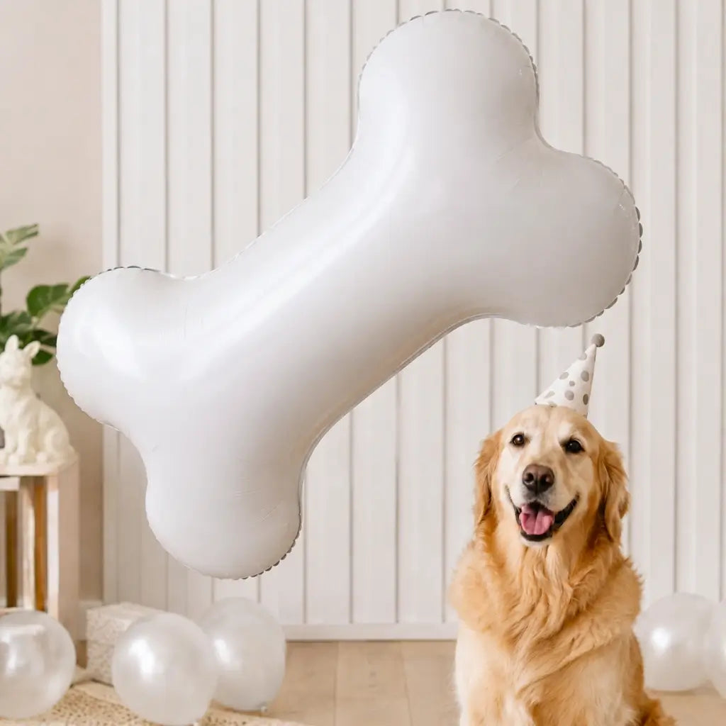 Giant White Dog Bone Shaped Foil Balloon