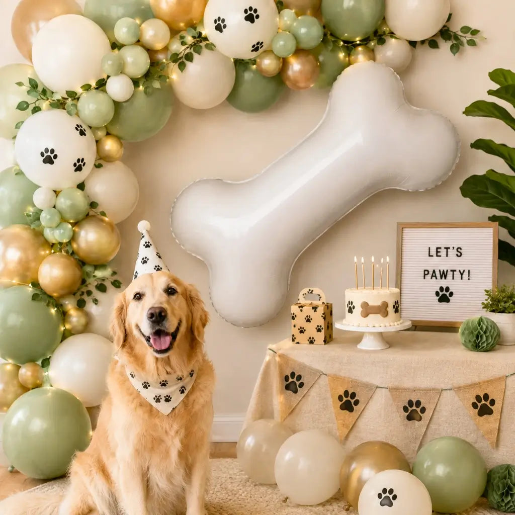 Giant White Dog Bone Shaped Foil Balloon