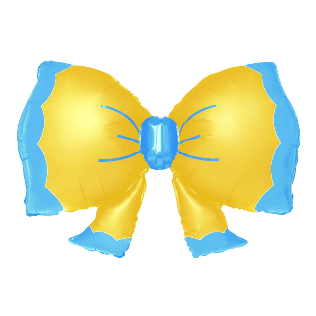 Giant Yellow & Blue Bow bowtie Foil Balloon