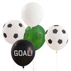 Ginger Ray Black White Green Kick Off Party Football Latex Balloon Bundle