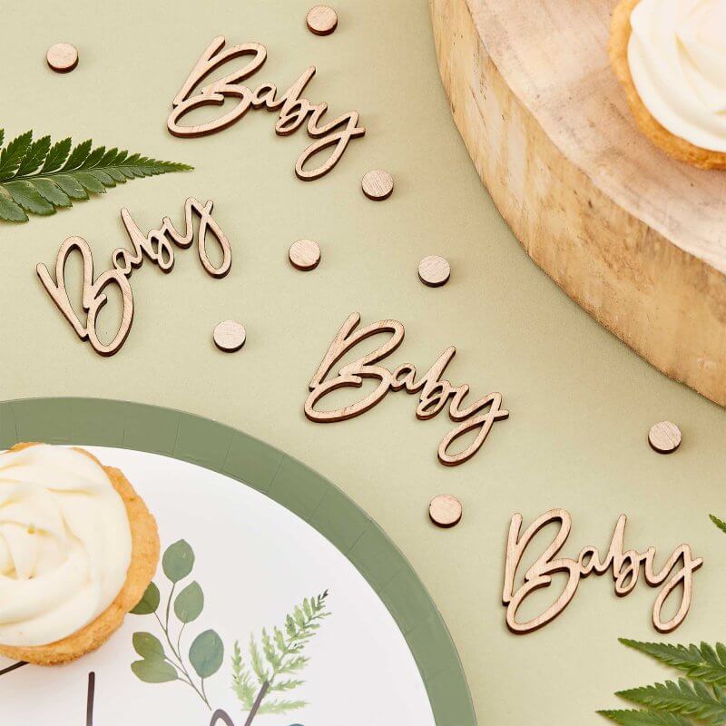 Ginger Ray Botanical Baby Wooden Baby Shower Confetti