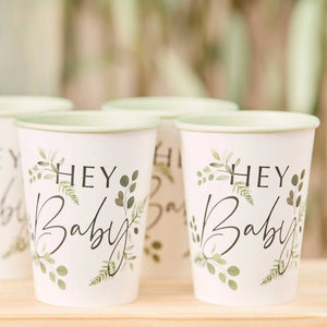 Ginger Ray Botanical Baby Hey Baby Paper Cups 8 Pack