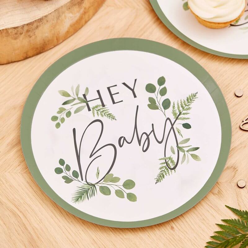 Botanical Hey Baby Paper Plates 8pk