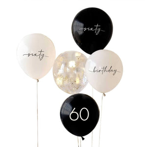 Ginger Ray Champagne Noir 60th Birthday Party Balloons