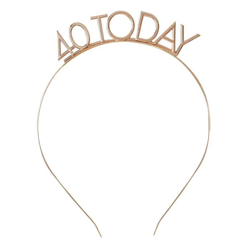 Ginger Ray Champagne Noir 40 Today 40th Birthday Metal Headband tiara