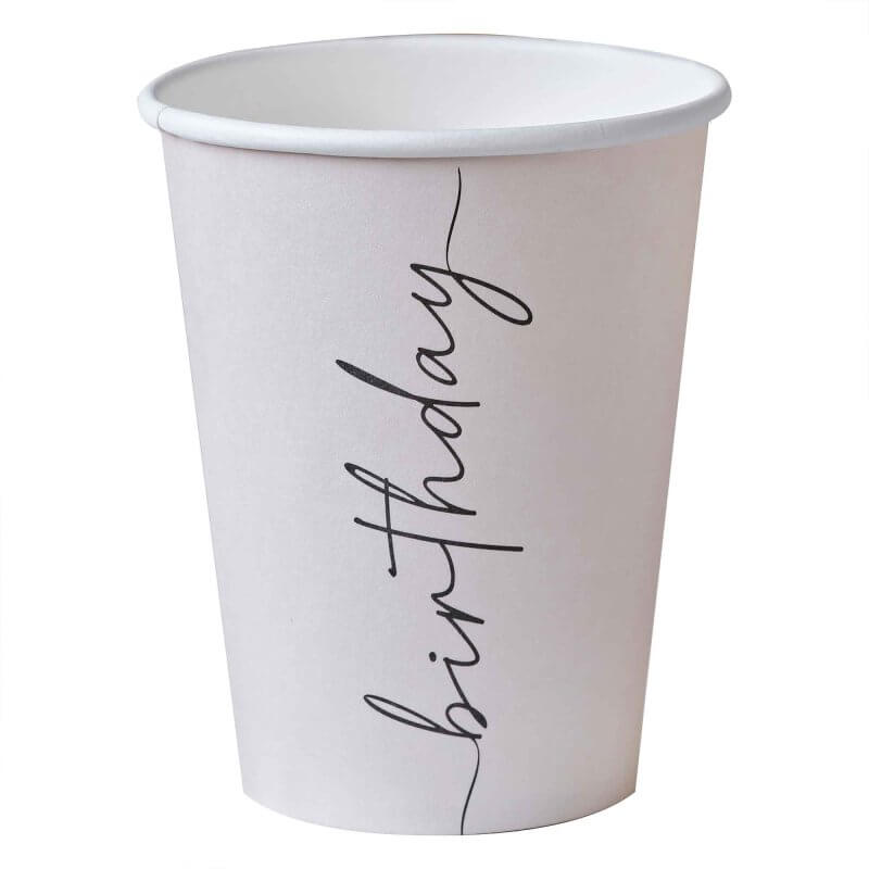 Ginger Ray Champagne Noir Black Nude Birthday Paper Cups 8 Pack