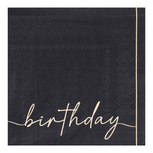 Ginger Ray Champagne Noir Black Nude Birthday Paper Napkins 16 Pack